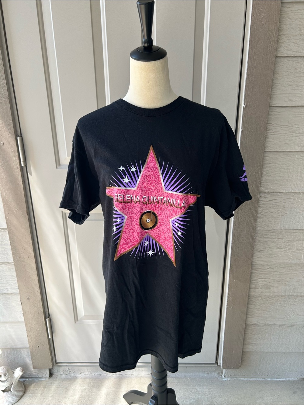 Selena Quintanilla Black Graphic Tee with Pink Star